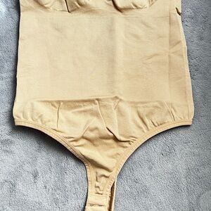 Heyshape NEW Beige Ribbed Thong Bodysuit SMALL